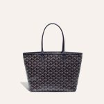 Goyard Goyardine Artois Tote PM Navy Blue Canvas & Chevroches Calfskin Palladium Hardware